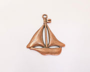 2 Sailing Ship Charms Antique Copper Plated Charms (48x38mm)  G23240