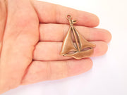 2 Sailing Ship Charms Antique Copper Plated Charms (48x38mm)  G23240
