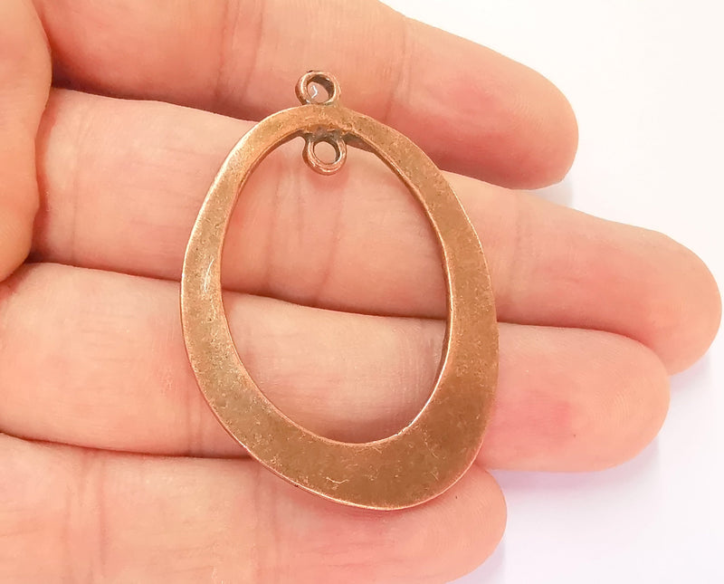 2 Oval Charms Connector Antique Copper Plated Charms (49x34mm)  G23242