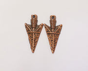 4 Arrowhead Charms Antique Copper Plated Charms (34x16mm)  G23243