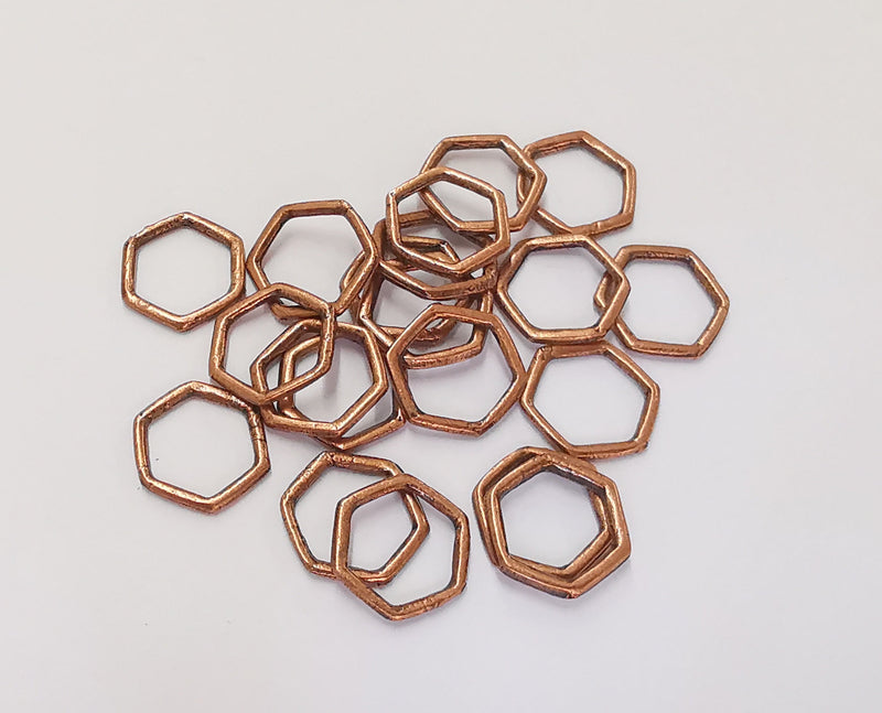 20 Hexagonal Findings Antique Copper Connector Findings (13mm) G23244