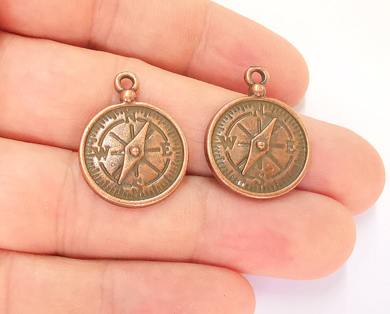 4 Compass Charms Antique Copper Plated Charms (26x20mm)  G23248