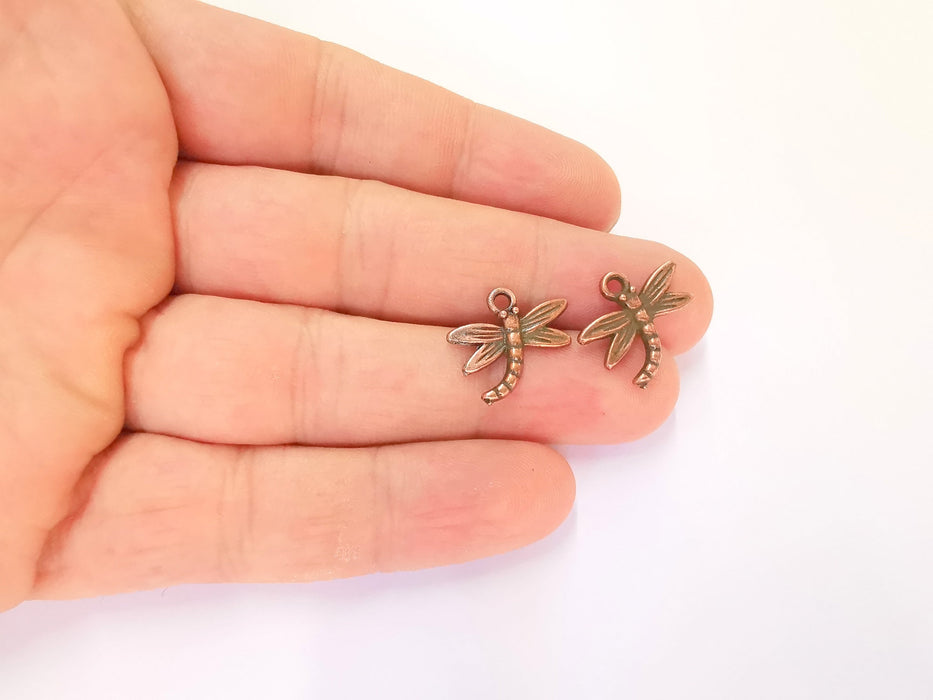 10 Dragonfly Charms Antique Copper Plated Charm (18x18mm) G23254
