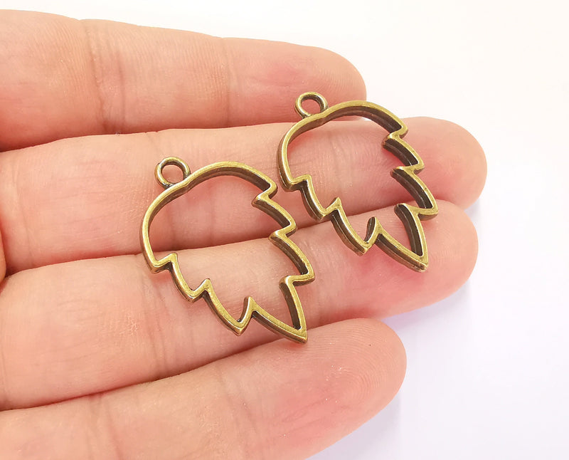 4 Pine Tree Charms Antique Bronze Plated Charms (34x23mm)  G23255