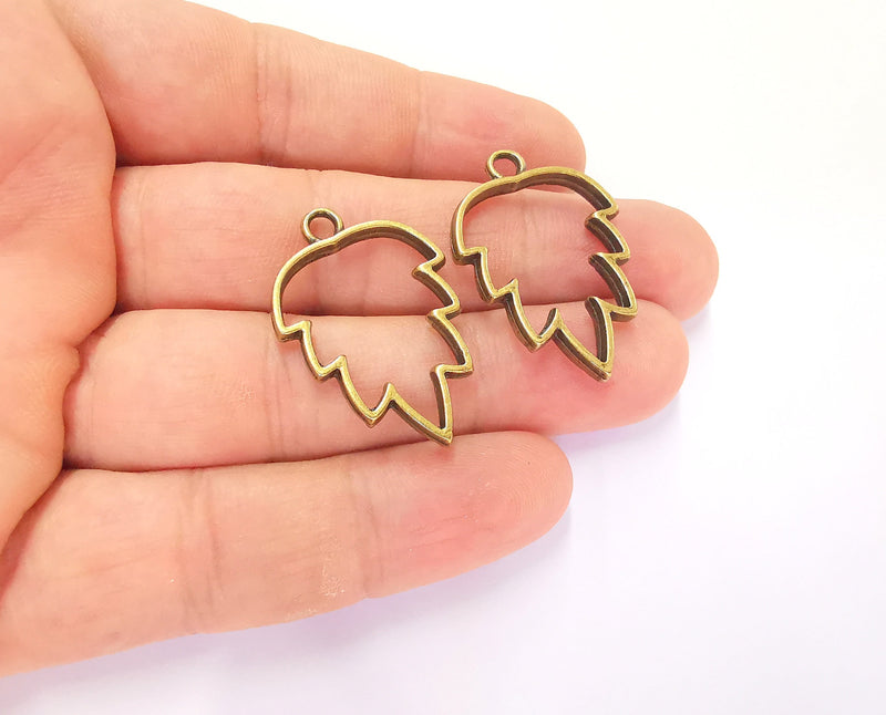 4 Pine Tree Charms Antique Bronze Plated Charms (34x23mm)  G23255