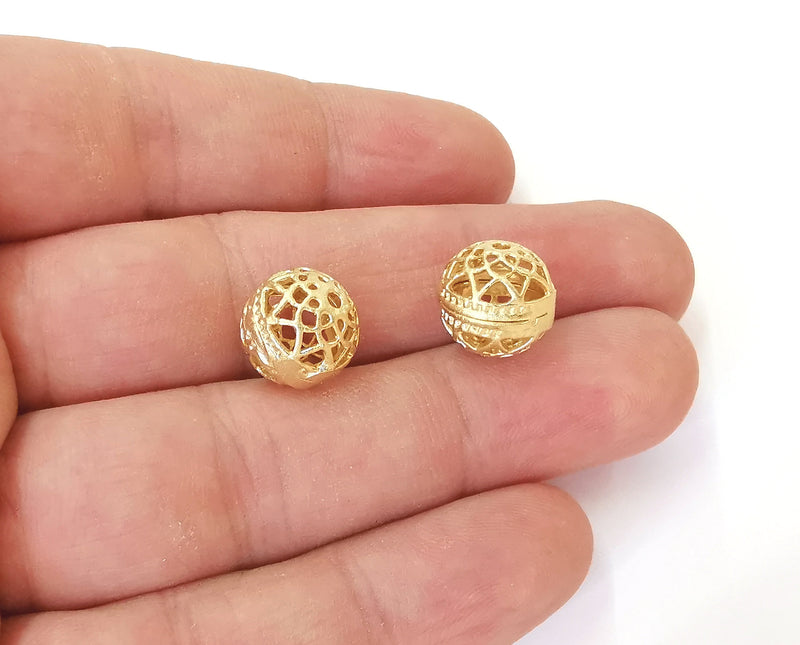 2 Ball charms Gold plated brass charms 12mm G23702