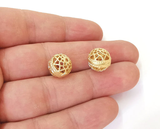 2 Ball charms Gold plated brass charms 12mm G23702