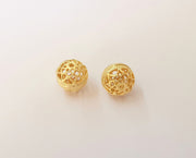 2 Ball charms Gold plated brass charms 12mm G23702