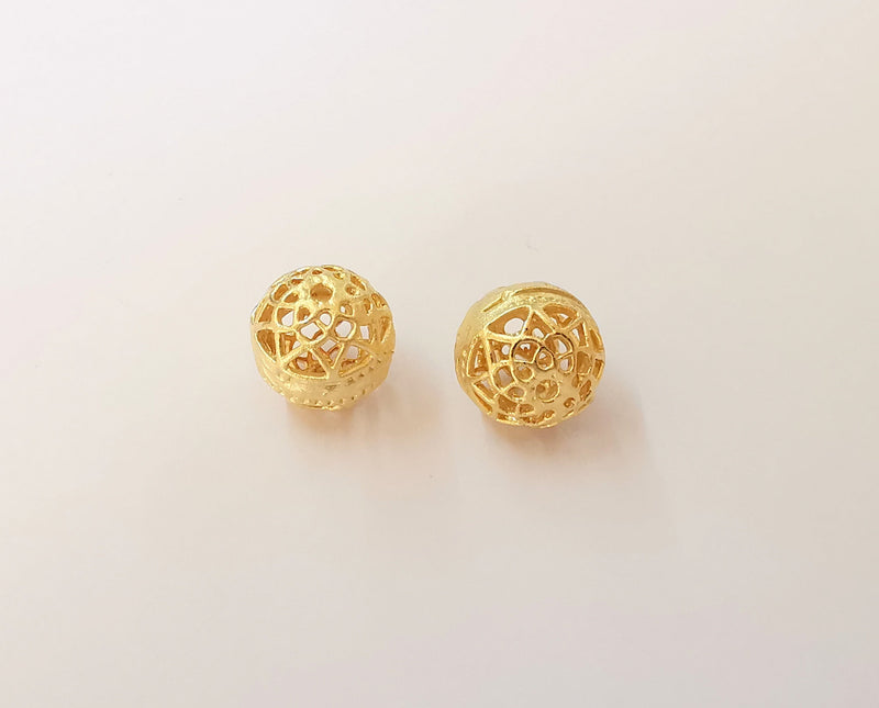 2 Ball charms Gold plated brass charms 12mm G23702