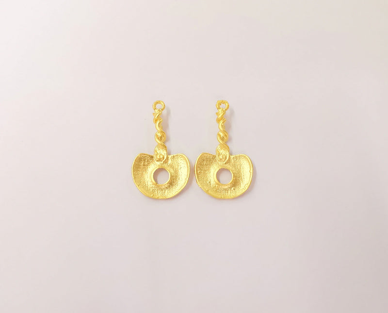 2 Gold charms Gold plated brass charms (30x17mm)  G23716