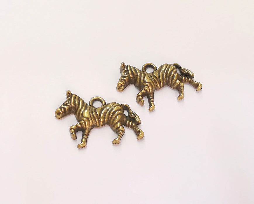 4 Zebra Charms Antique Bronze Plated Charms (30x20mm)  G23258