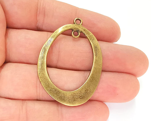2 Oval Charms Connector Antique Bronze Plated Charms (49x34mm) G23259