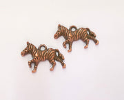 4 Zebra Charms Antique Copper Plated Charms (30x20mm)  G23260