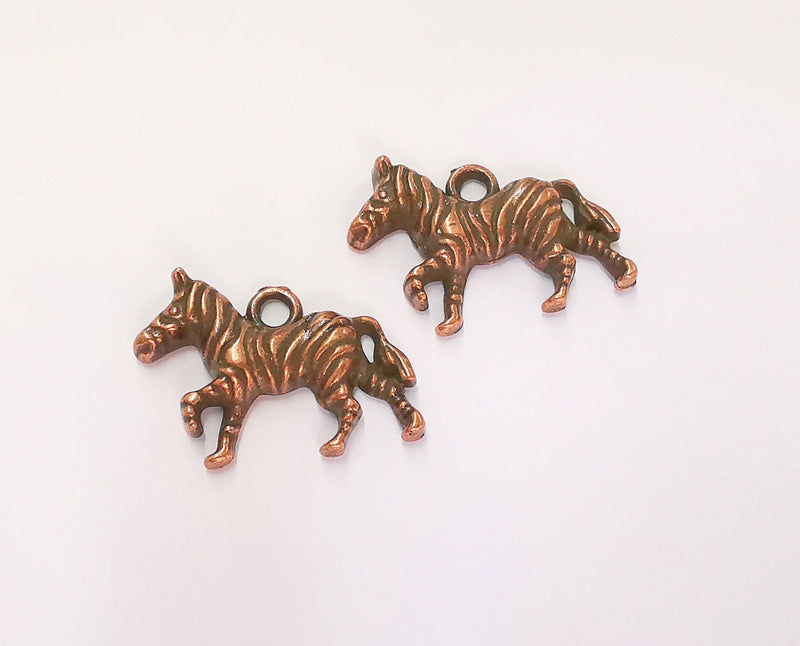 4 Zebra Charms Antique Copper Plated Charms (30x20mm)  G23260