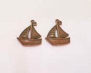 2 Sailing Ship Charms Antique Copper Plated Charms (31x25mm)  G23261