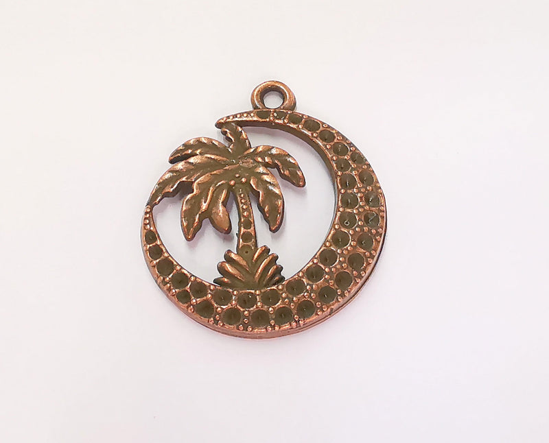 2 Palm Crescent Charms Antique Copper Plated Charms (37x32mm)  G23263