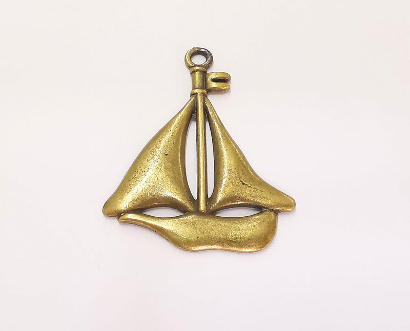 2 Sailing Ship Charms Antique Bronze Plated Charms (48x38mm)  G23264