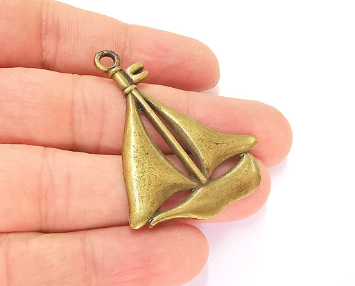 2 Sailing Ship Charms Antique Bronze Plated Charms (48x38mm)  G23264