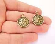 4 Compass Charms Antique Bronze Plated Charms (26x20mm)  G23265
