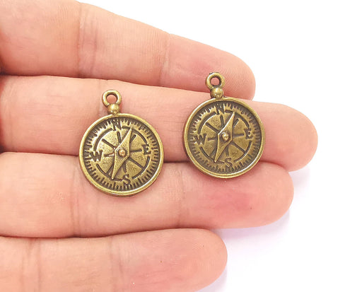 4 Compass Charms Antique Bronze Plated Charms (26x20mm)  G23265
