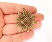 2 Sunflower Charms Antique Bronze Plated Charms (48x41mm)  G23266