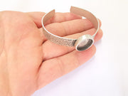 Bracelet Blank Resin Dry Flower inlay Blank Cuff Bezel Glass Cabochon Base Textured Adjustable Antique Silver (16mm Blank ) G23270