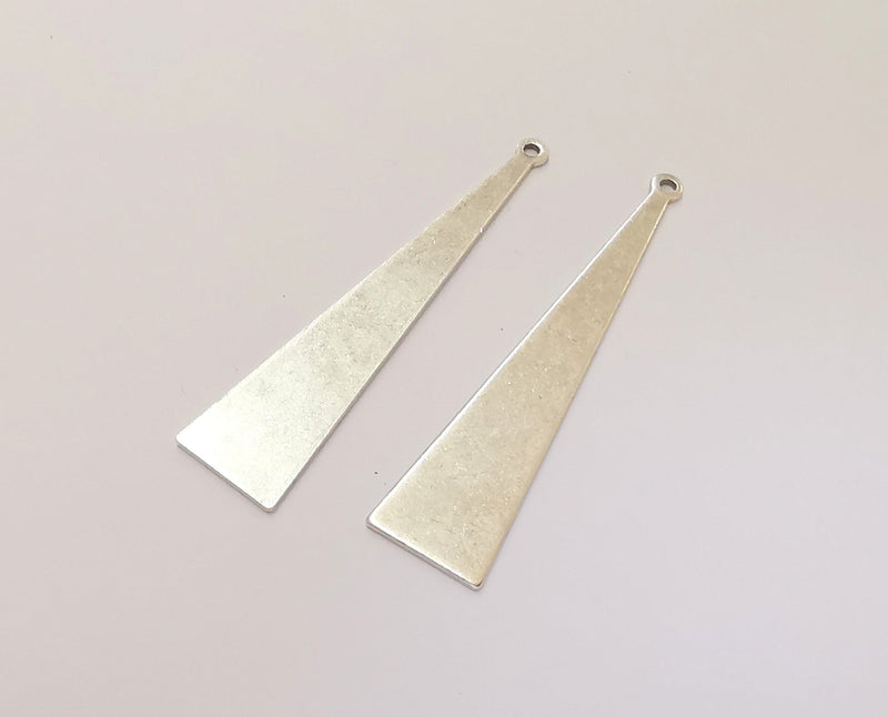 4 Triangle Charms Antique Silver Plated Brass (50x10mm) G23272