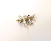 Leaf connector charm Antique silver plated brass charm (42x30mm) G23724