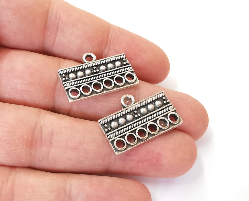 2 Silver connector charms Antique silver plated charms (26x17mm) G23725