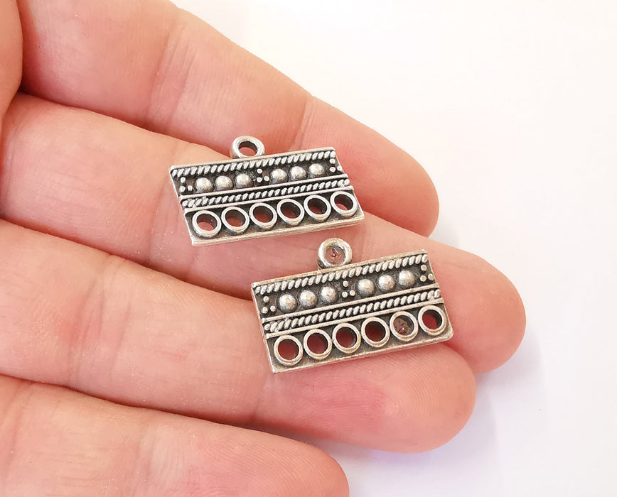 2 Silver connector charms Antique silver plated charms (26x17mm) G23725