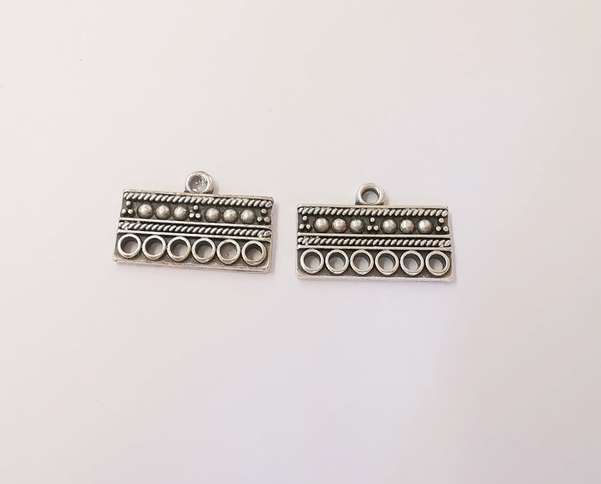 2 Silver connector charms Antique silver plated charms (26x17mm) G23725