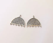 2 Antique silver charms connector Antique silver plated brass charms (30x26mm)  G23728