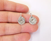 5 Flowers charms Antique silver plated brass charms (20x12mm)  G23732