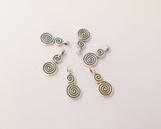 10 Spiral charms Antique silver plated brass charms (18x8mm)  G23733