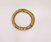 2 Hammered Circle Charms Antique Bronze Plated Charms (34mm) G23278