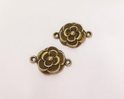 2 Flower Charms Connector Antique Bronze Plated Charms (25x17mm)  G23284