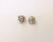2 Silver cone caps findings Antique silver plated brass  (12x11 mm)  G23747