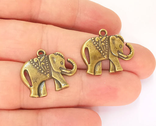 4 Elephant Charm Antique Bronze Plated Charms (25x21mm) G23295