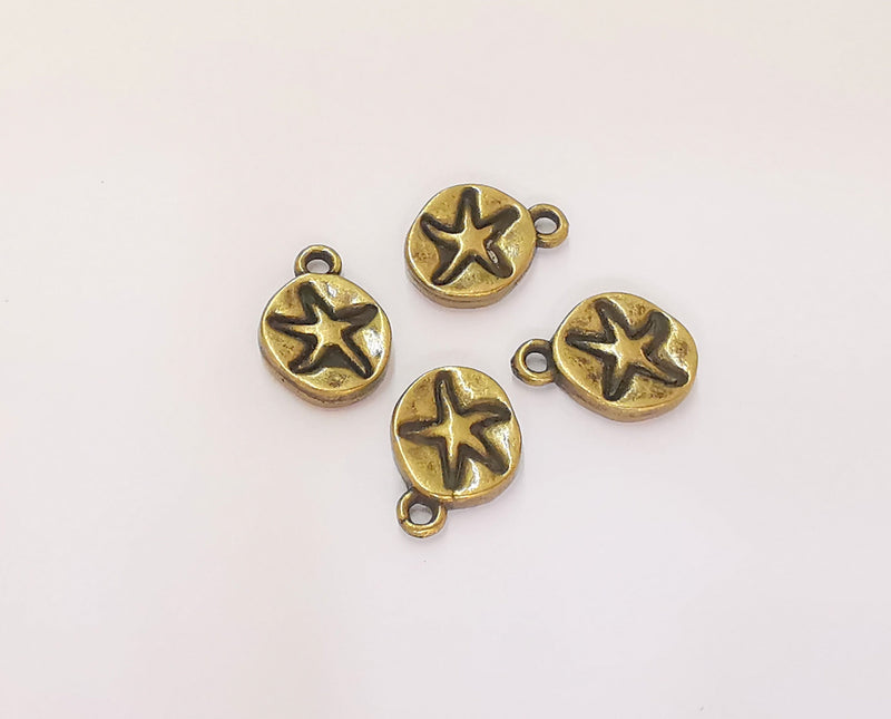 10 Star Charms Antique Bronze Plated Charms (Double Sided) (15x10mm)  G23297