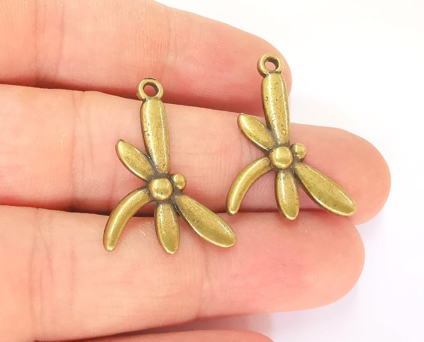 4 Dragonfly Charms Antique Bronze Plated Charms (31x20mm)  G23305