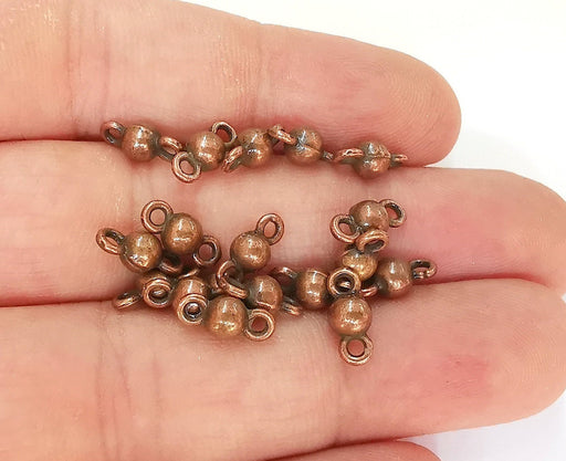20 Copper Ball Charms Connector Antique Copper Plated Findings (11x5mm) G23307