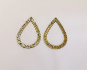 4 Drop Hammered Charms Connector Antique Bronze Plated Charms (38x26mm)  G23310