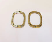 4 Hammered Charms Connector Antique Bronze Plated Charms (35x26mm)  G23314