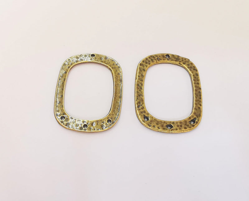 4 Hammered Charms Connector Antique Bronze Plated Charms (35x26mm)  G23314