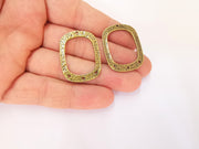4 Hammered Charms Connector Antique Bronze Plated Charms (35x26mm)  G23314