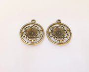 4 Flower Charms Antique Bronze Plated Charms (33x27mm) G23316