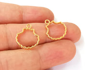 8 Oyster Sea Shell Charms 24K Shiny Gold Plated Charms (18x16mm)  G23324