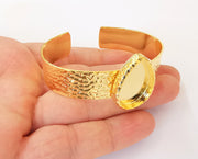 Bracelet Blank Resin Cuff Dry Flower inlay Blank Cuff Bezel Glass Cabochon Base Hammered Adjustable Shiny Gold Plated (26x18mm ) G23327