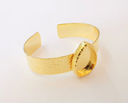 Bracelet Blank Resin Cuff Dry Flower inlay Blank Cuff Bezel Glass Cabochon Base Hammered Adjustable Shiny Gold Plated (26x18mm ) G23327