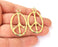 2 Hammered Peace Charms 24K Shiny Gold Plated Charms (46x26mm)  G23329